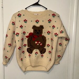 Talbots hand knitted bear Christmas sweater rare!!